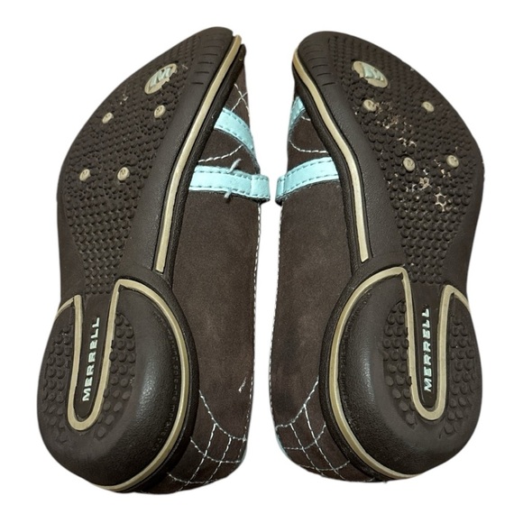 Merrell Mary Jane Girls Shoes in Brown and Light Blue Size 10 Girls Comfort - Picture 4 of 5